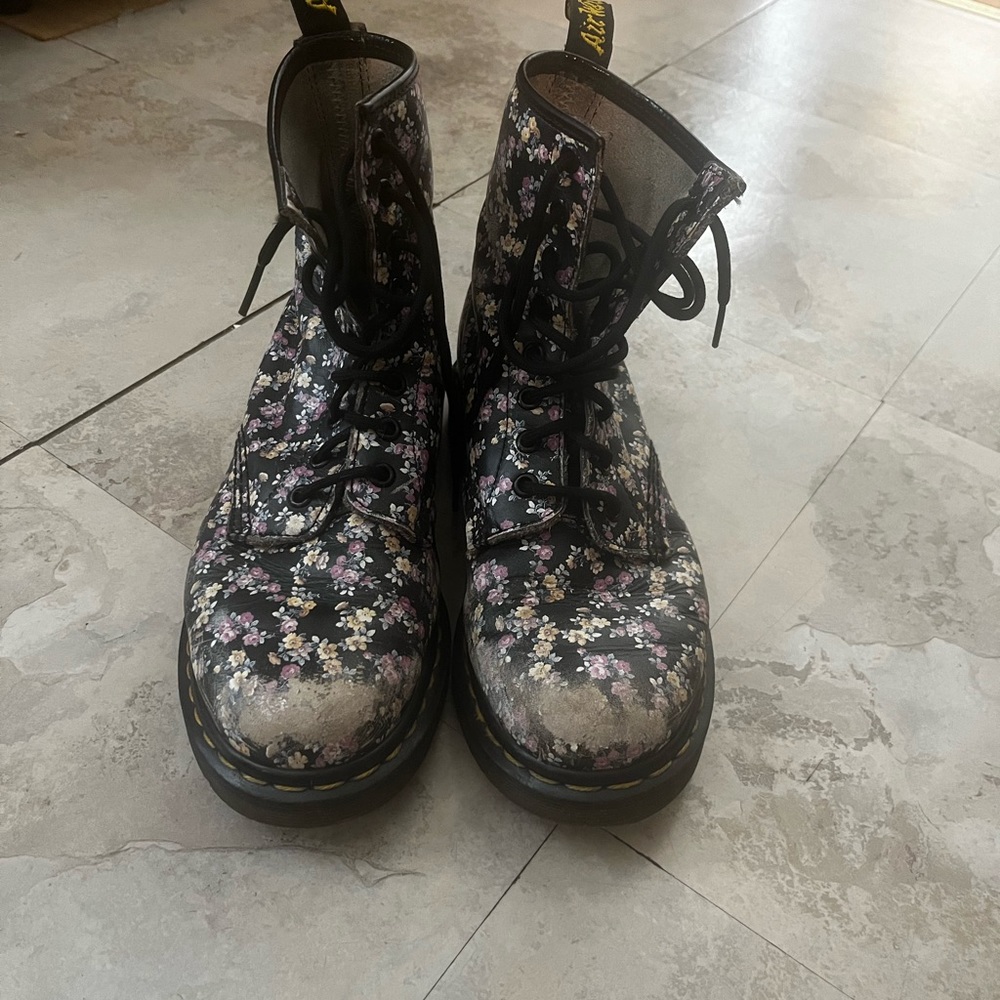 Doc Martin, leather, floral boots size 7